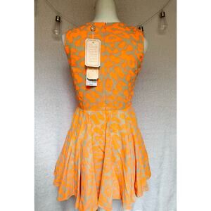 NWT Gladith Creative Paris Neon Orange Leopard Print Aline Mini Dress Small